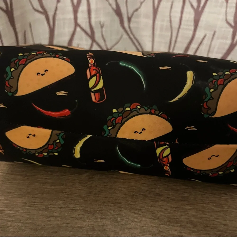 Betsey Johnson Black Tote with Taco and Hot Sauce Print - Picture 2 of 4